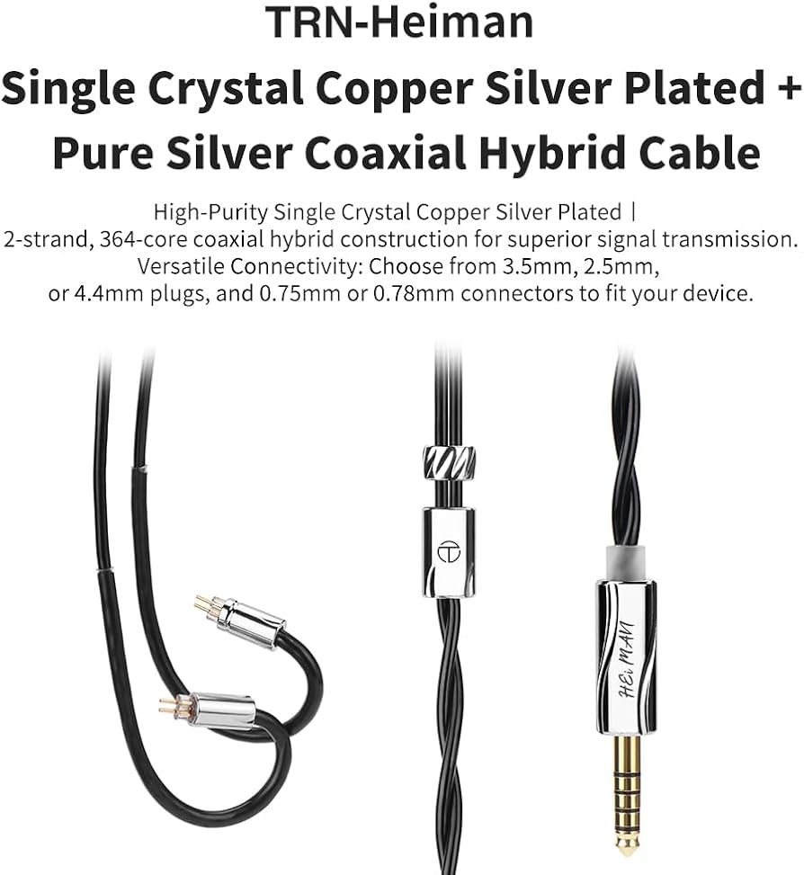 Amazon | TRN Heiman リケーブル 2Pin 0.75/0.78対応 無酸素銅 銀